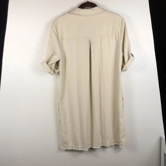 à la carte Dress Linen Cotton Blend Snap Button Fray Raw Hem Size Small - Picture 7 of 14
